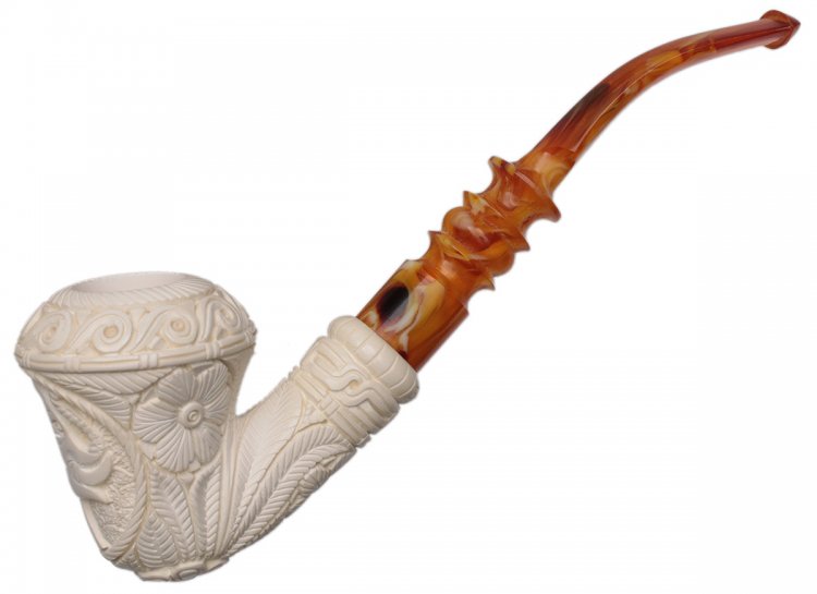 AKB Meerschaum: Carved Floral Calabash (H. Ege)(with Case)