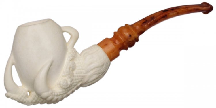 AKB Meerschaum: Carved Dragon Claw Holding Egg (with Case)