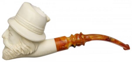 AKB Meerschaum: Carved Bearded Man (S. Cosgun) (with Case)