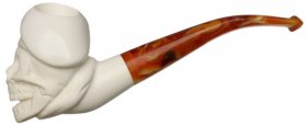 AKB Meerschaum: Carved Skull with Beret (with Case)