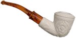 AKB Meerschaum: Carved Floral Bent Dublin (Yusuf) (with Case)