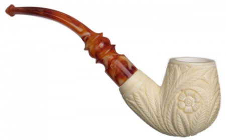 AKB Meerschaum: Carved Floral Bent Billiard (with Case)